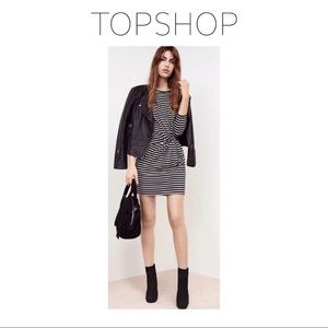 Topshop | Black White Strip Knot Front Mini Dress